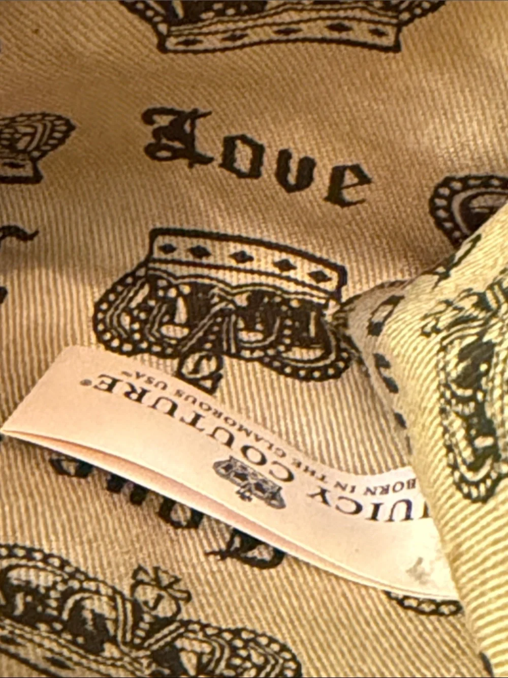Juicy Couture Brown Suede Coin Pouch with Gold Embroidery
